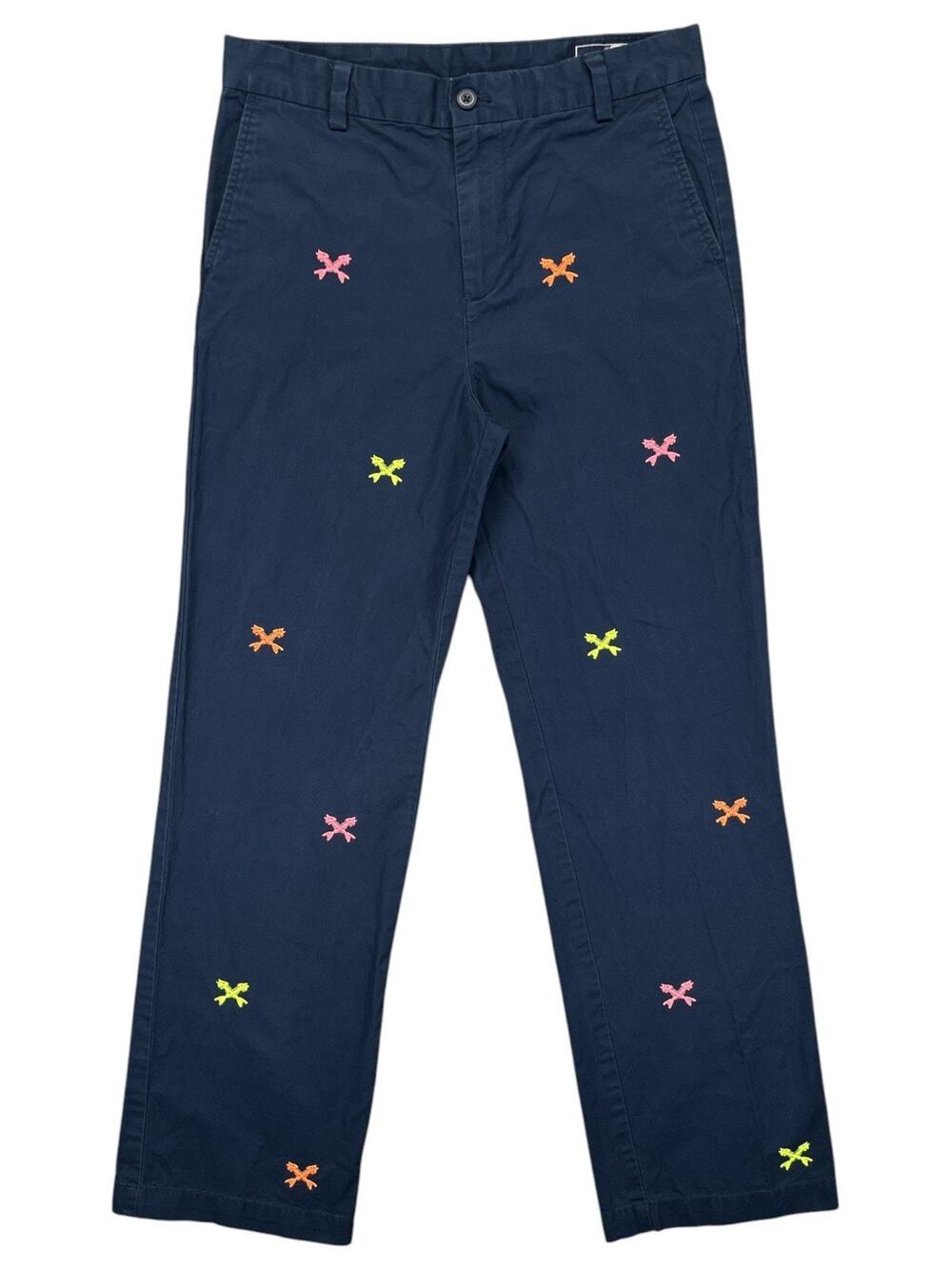 Vineyard Vines Girls Size 18 Embroidered Neon Fishbone Pants Preppy Coastal